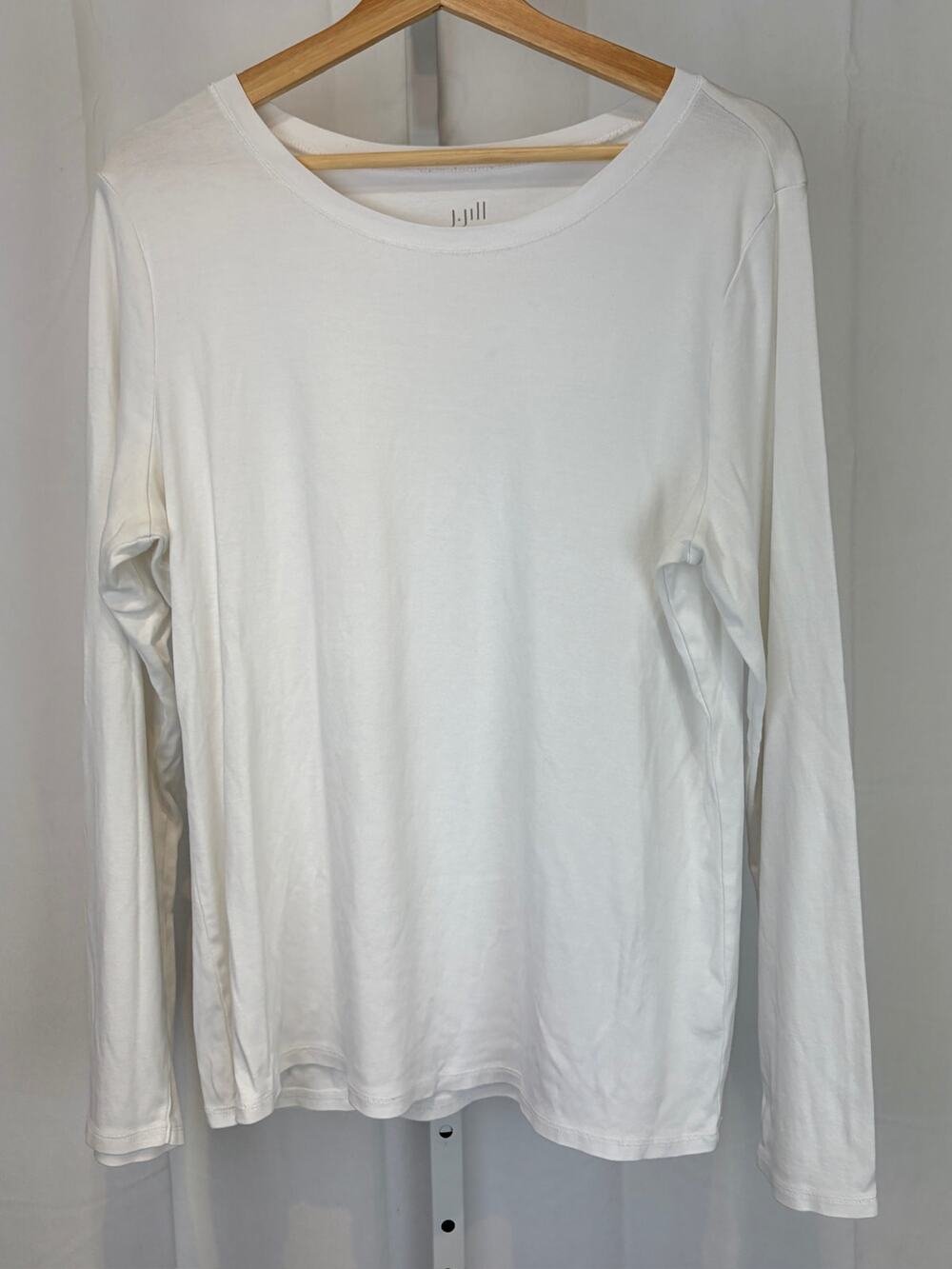 J. JILL Pima Cotton Crew Neck Tee Long Sleeve Top White Size XL